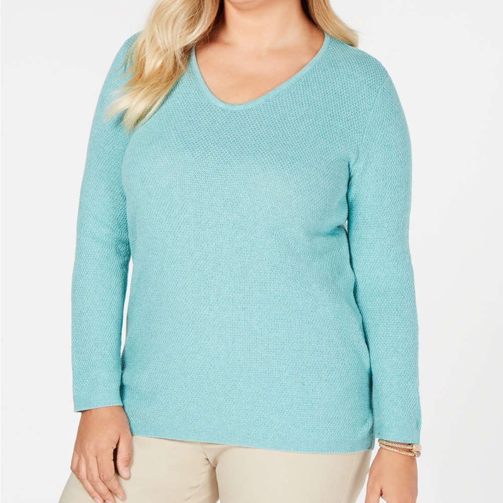 NWT Karen Scott Plus Size Cotton Marled-Knit Tunic - Picture 6 of 7